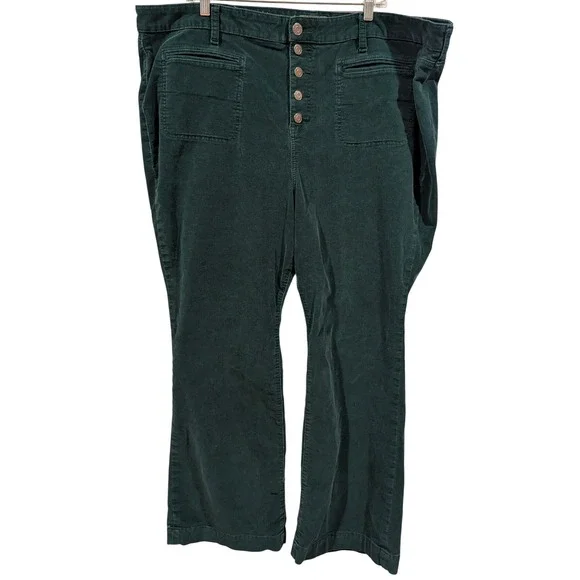 Torrid Corduroy Button Fly Flare Pants Forest Green Size 24W - Picture 2 of 10